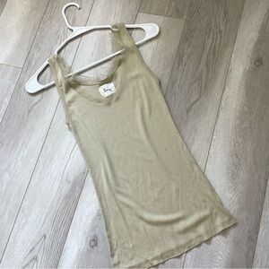 Linq Silk Trim Tank Top Green (Small) fitted stretchy y2k layering